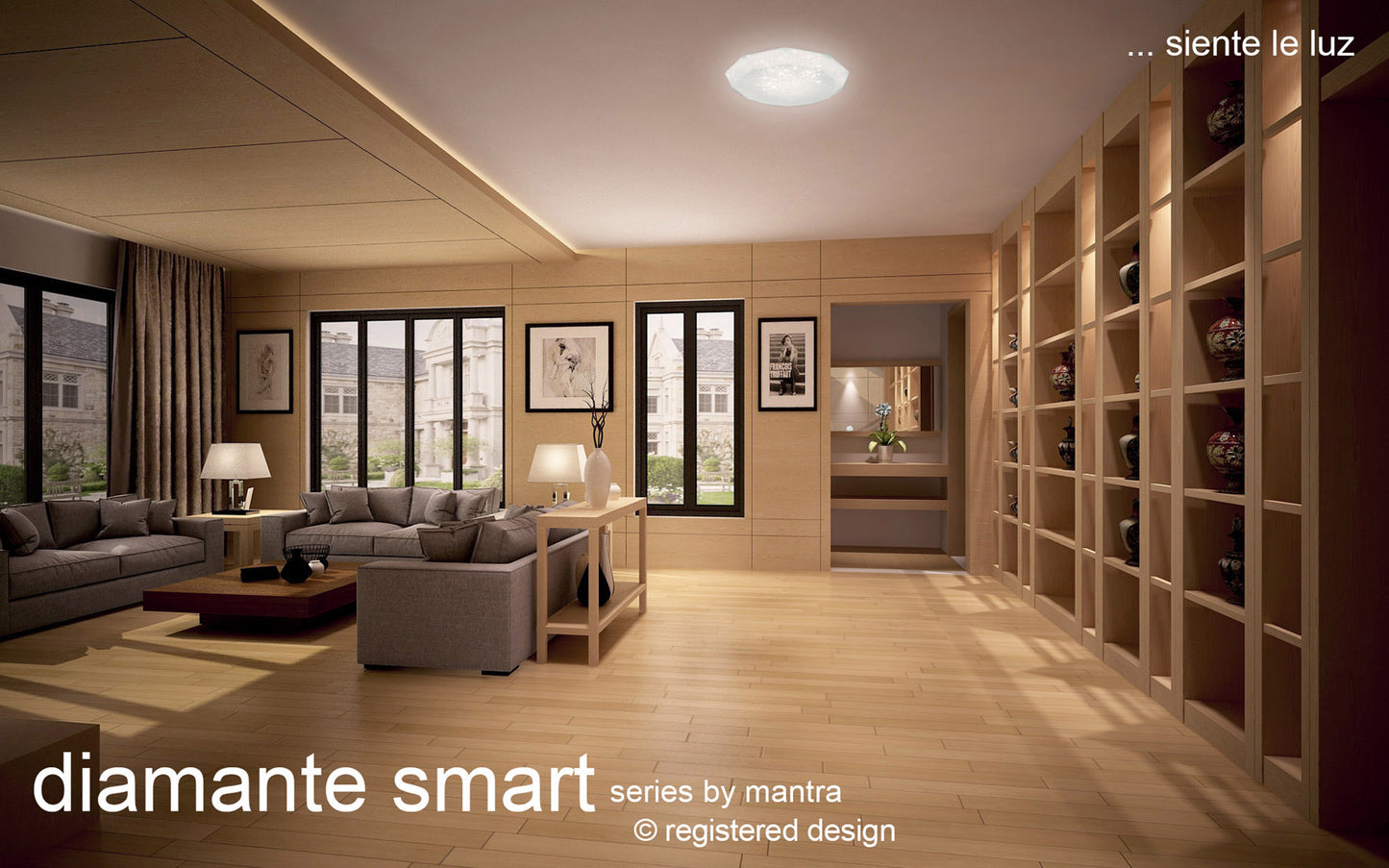 Diamante Flush Ceiling 21W LED 5000K,2100lm,White Acrylic,3yrs Warranty by Mantra