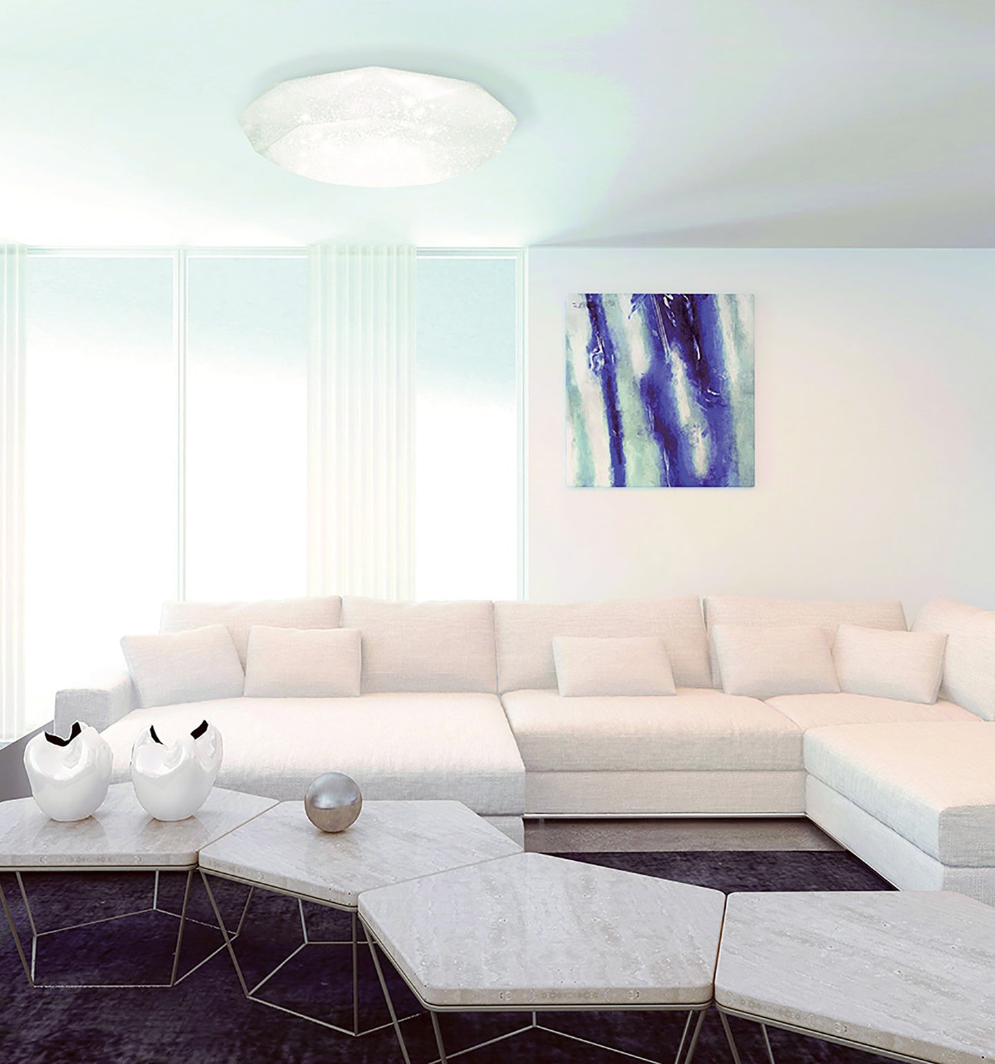 Diamante Flush Ceiling 21W LED 5000K,2100lm,White Acrylic,3yrs Warranty by Mantra