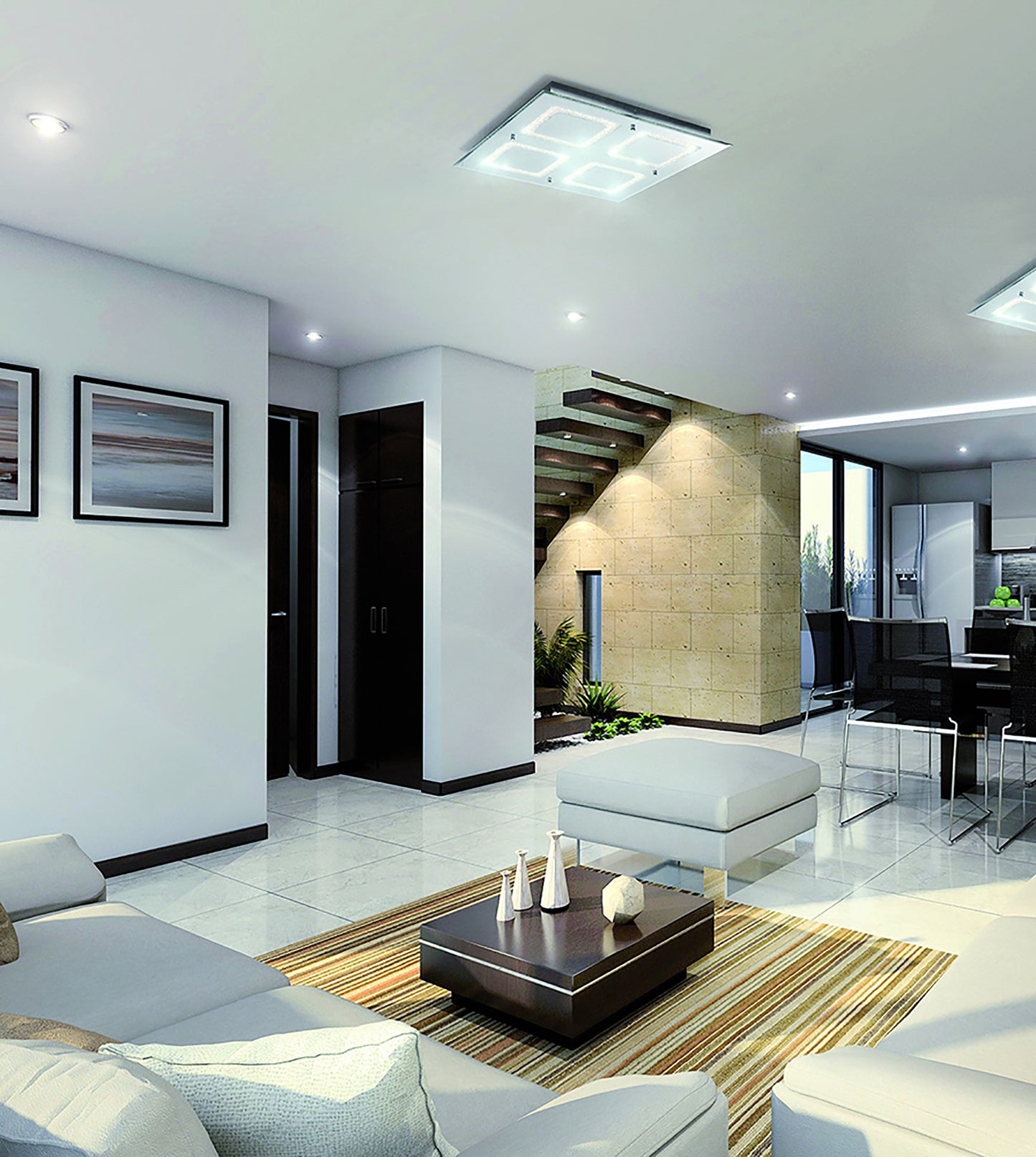 Diamante Flush Ceiling 21W LED 3000K,2100lm,White Acrylic,3yrs Warranty by Mantra
