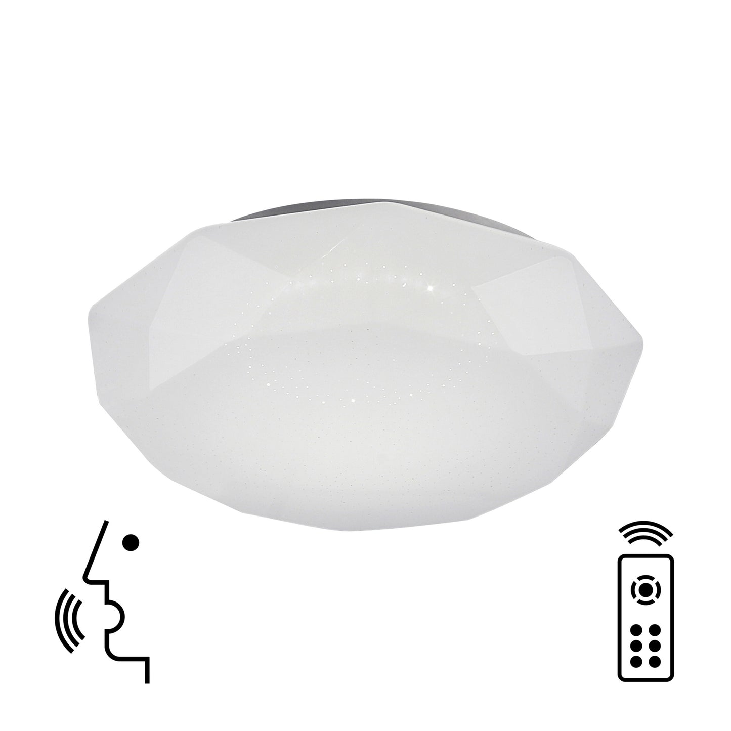 Diamante Smart Ceiling, 80W LED, 3000-5000K Tuneable White, 5200lm, Remote Control, APP, Alexa & Google Voice Control, White, 3yrs Warranty by Mantra
