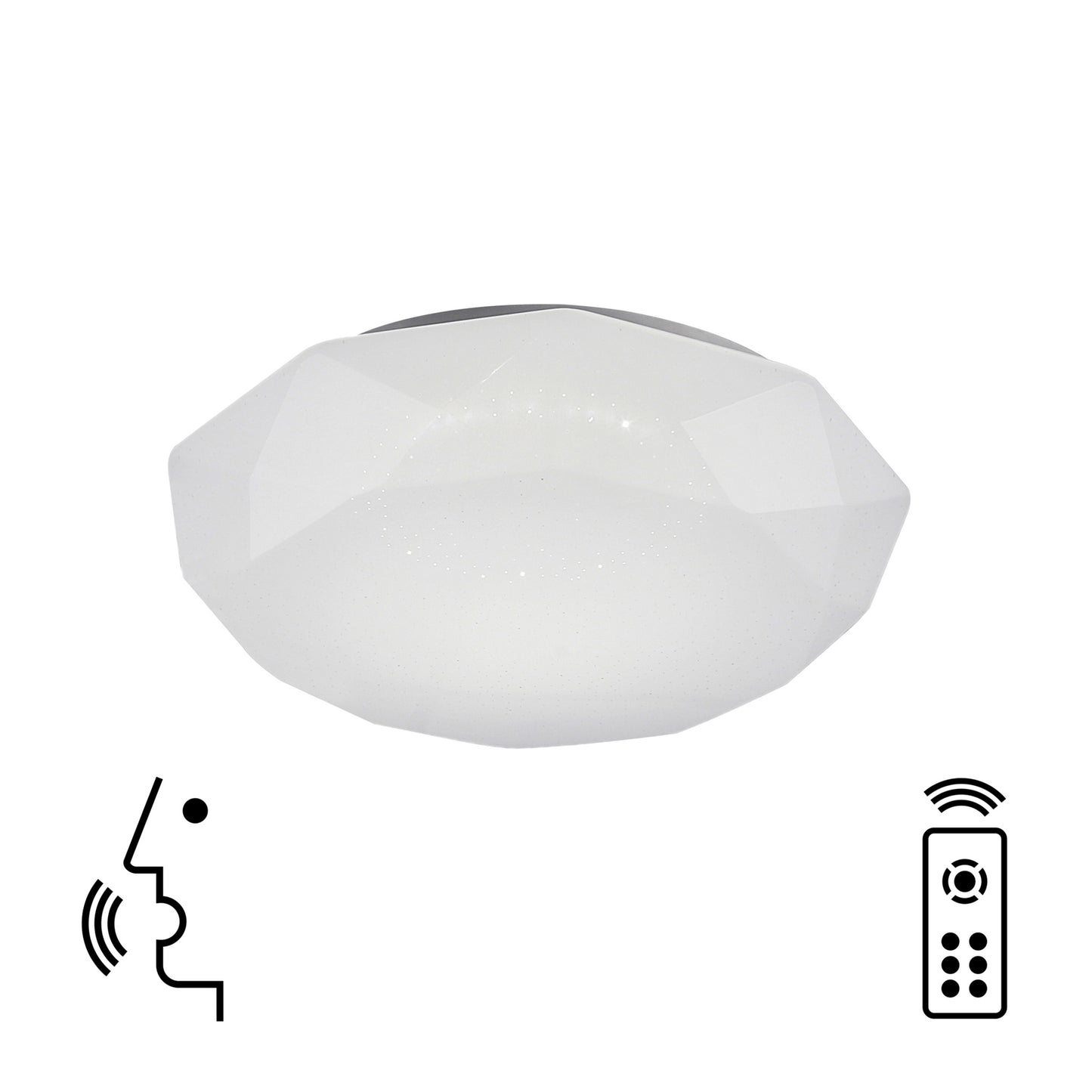Diamante Smart Ceiling, 56W LED, 3000-5000K Tuneable White, 4000lm, Remote Control, APP, Alexa & Google Voice Control, White, 3yrs Warranty by Mantra