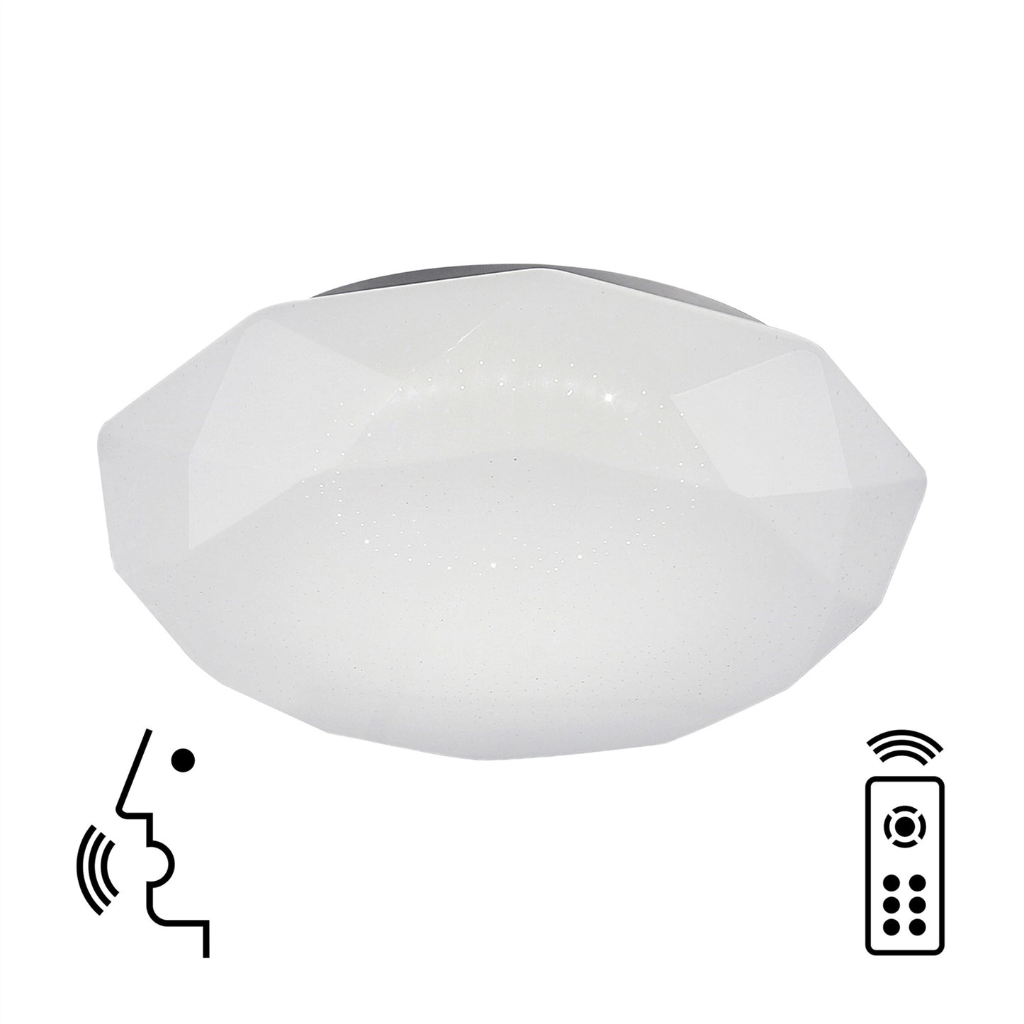 Diamante Smart Ceiling, 56W LED, 3000-5000K Tuneable White, 4000lm, Remote Control, APP, Alexa & Google Voice Control, White, 3yrs Warranty by Mantra