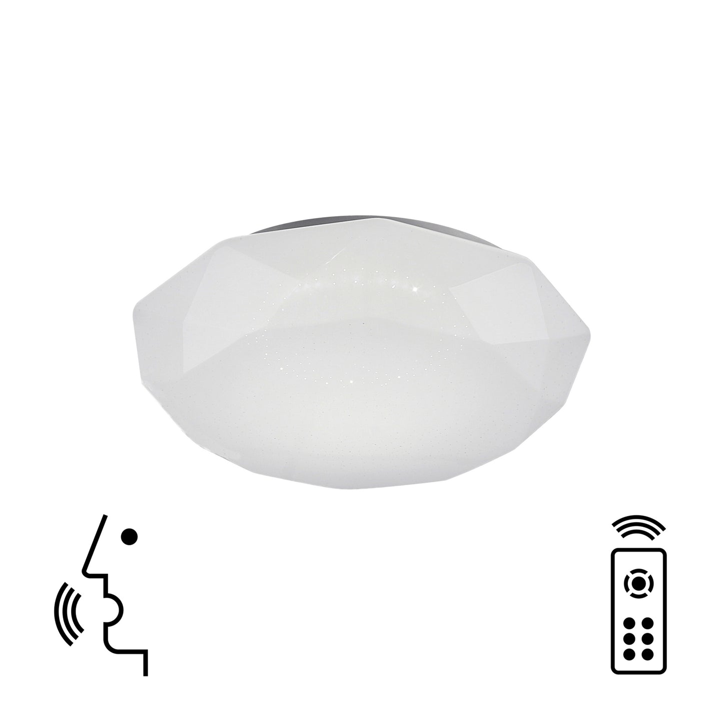 Diamante Smart Ceiling, 40W LED, 3000-5000K Tuneable White, 2600lm, Remote Control, APP, Alexa & Google Voice Control, White, 3yrs Warranty by Mantra