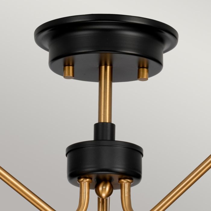 Armand 3 Light Semi-Flush - Aged Brass Plated & Charcoal Black Paint