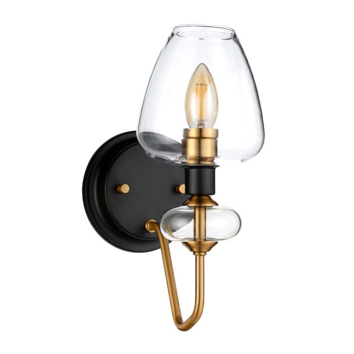 Armand 1 Light Wall Light - Aged Brass Plated & Charcoal Black Paint