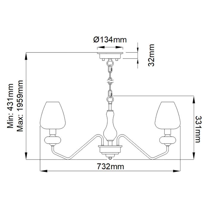 Armand 3 Light Pendant - Aged Brass Plated & Charcoal Black Paint