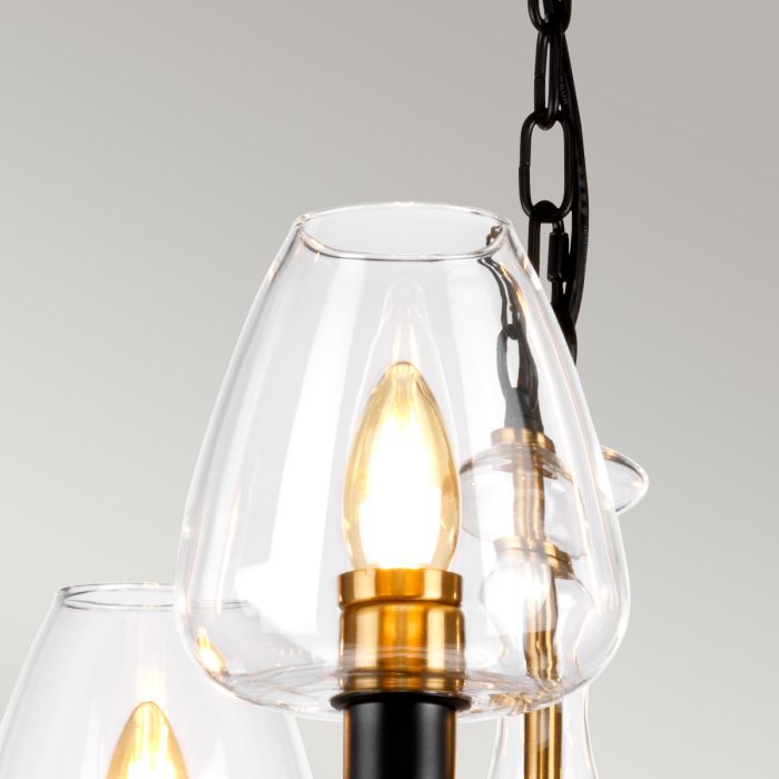 Armand 5 Light Chandelier - Aged Brass Plated & Charcoal Black Paint