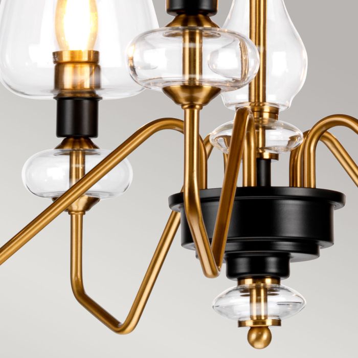 Armand 5 Light Chandelier - Aged Brass Plated & Charcoal Black Paint