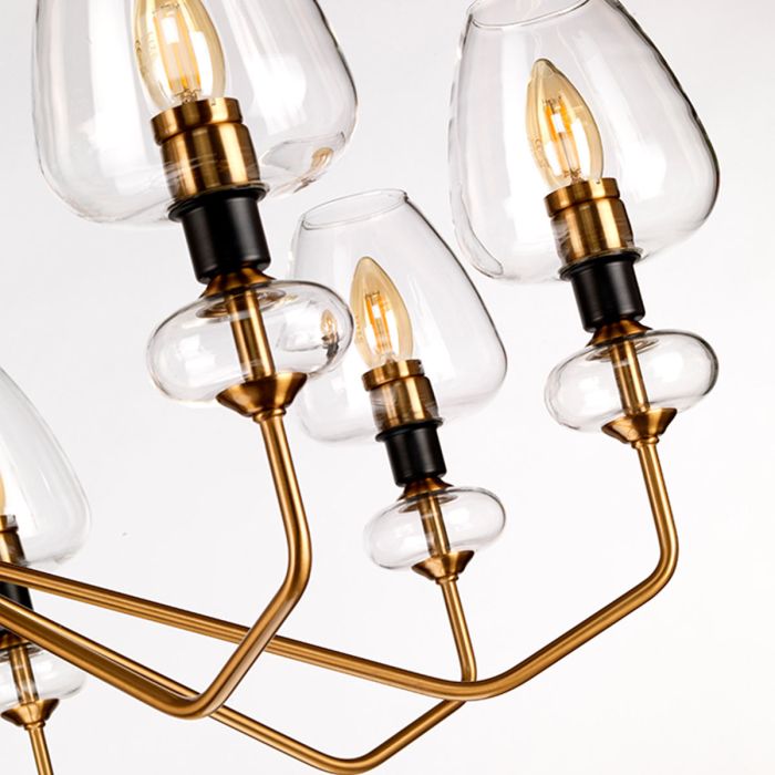 Armand 8 Light Chandelier - Aged Brass Plated & Charcoal Black Paint