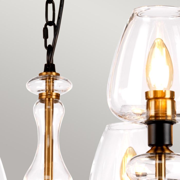 Armand 8 Light Chandelier - Aged Brass Plated & Charcoal Black Paint