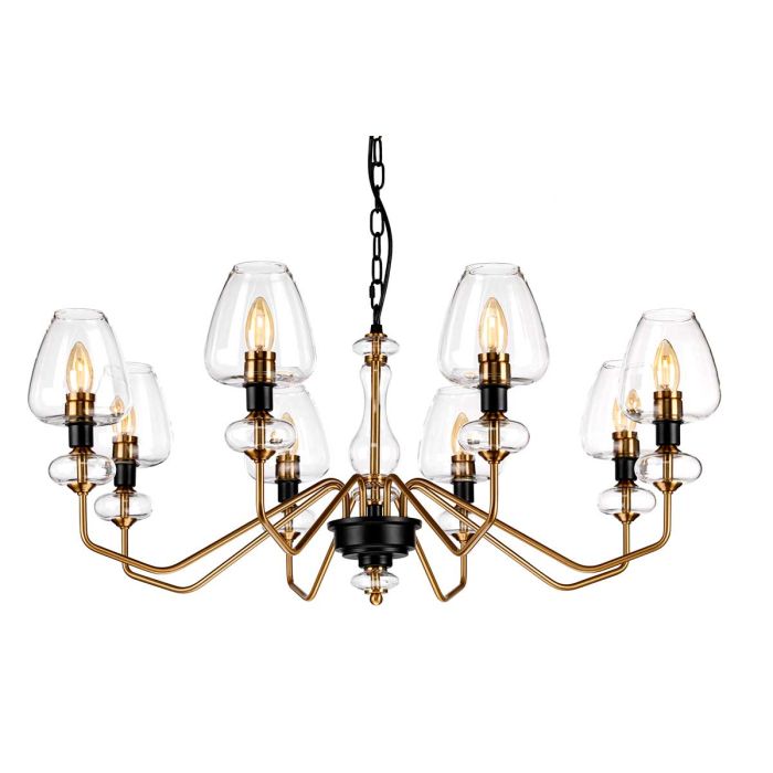Armand 8 Light Chandelier - Aged Brass Plated & Charcoal Black Paint