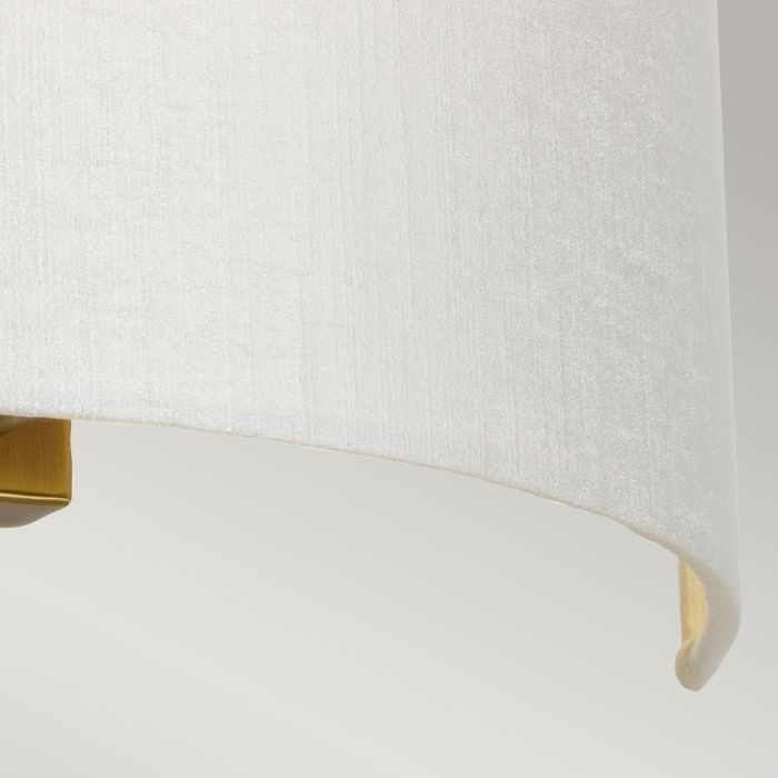 Cooper Large Curved Wall Light with Aged Brass Back Plate with Ivory Shade