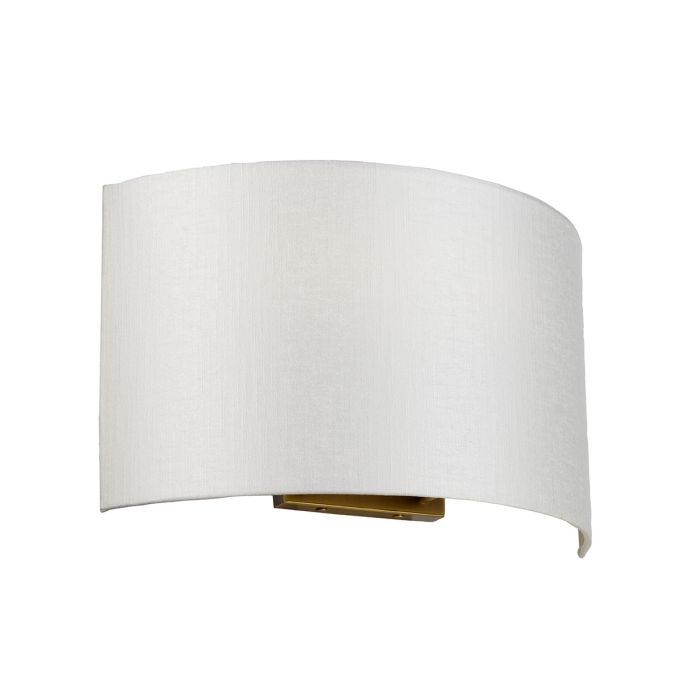 Cooper Large Curved Wall Light with Aged Brass Back Plate with Ivory Shade