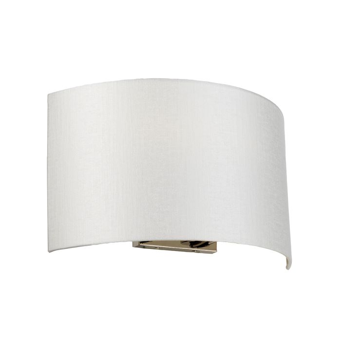 Cooper Large Curved Wall Light with Polished Chrome Back Plate with Ivory Shade
