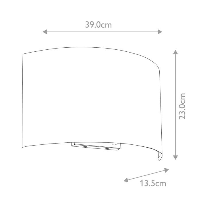 Cooper Large Curved Wall Light with Polished Chrome Back Plate with Ivory Shade