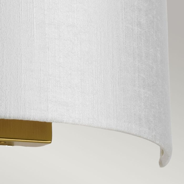 Cooper Medium Curved Wall Light with Aged Brass Back Plate with Ivory Shade