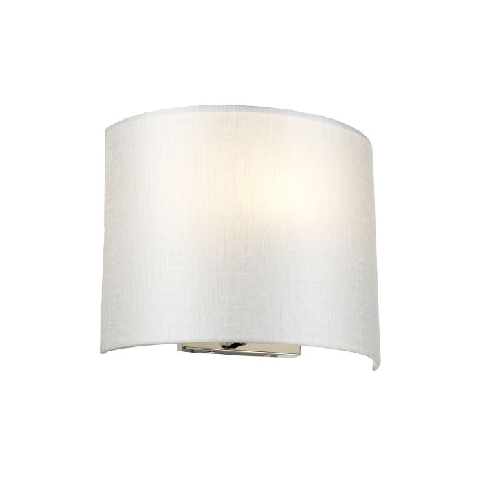 Cooper Medium Curved Wall Light with Polished Chrome Back Plate with Ivory Shade