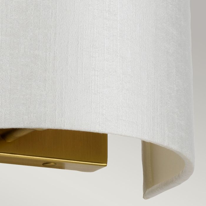 Cooper Small Curved Wall Light with Aged Brass Back Plate with Ivory Shade