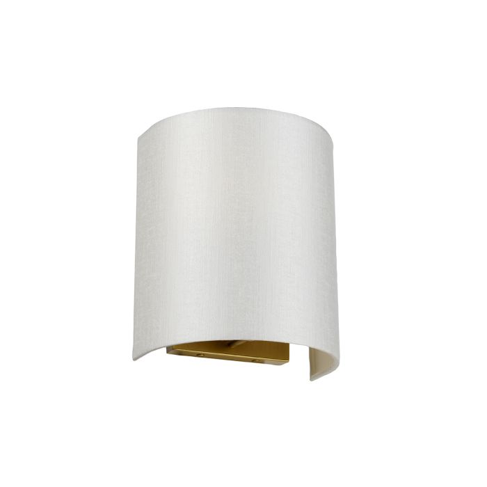 Cooper Small Curved Wall Light with Aged Brass Back Plate with Ivory Shade