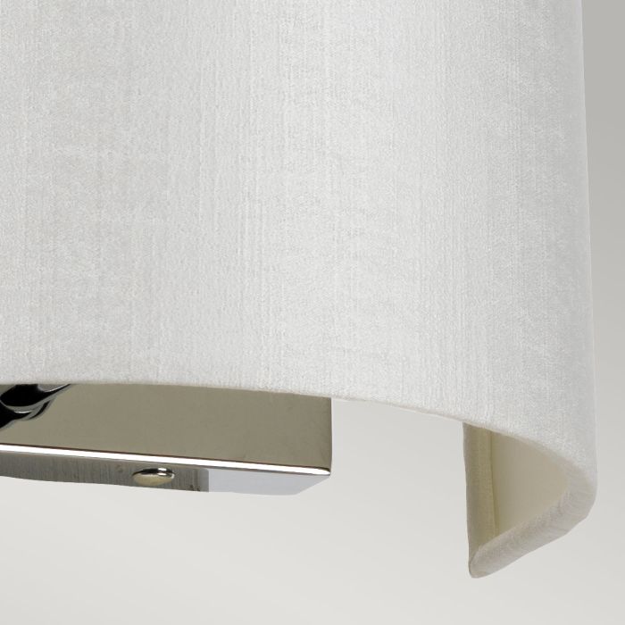 Cooper Small Curved Wall Light with Polished Chrome Back Plate with Ivory Shade