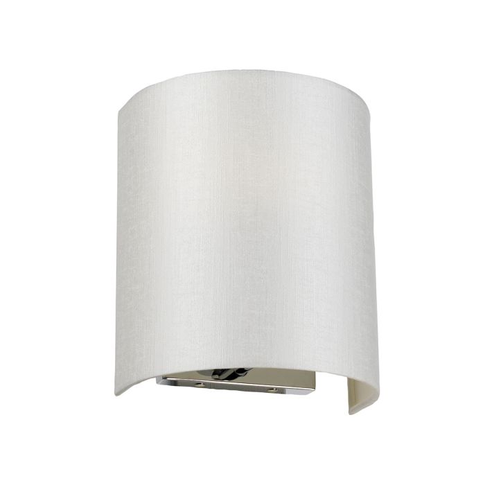 Cooper Small Curved Wall Light with Polished Chrome Back Plate with Ivory Shade