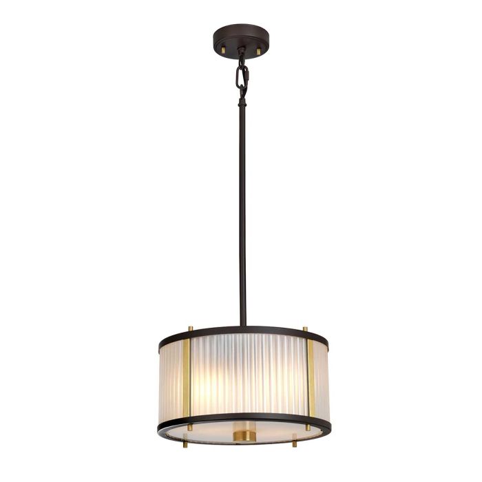 Corona 2 Light Pendant - Museum Bronze Dark Brown Painted / Aged Brass