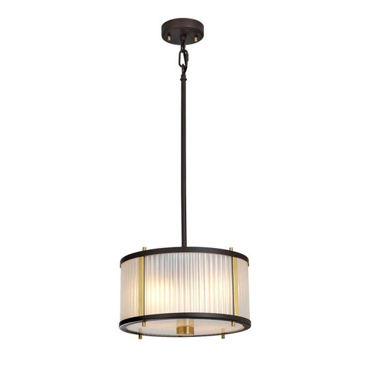 Corona 2 Light Pendant - Museum Bronze Dark Brown Painted / Aged Brass