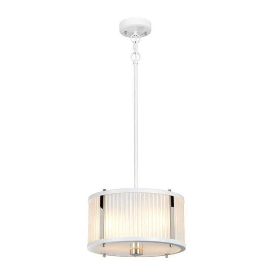 Corona 2 Light Pendant - White Satin Painted / Polished Nickel