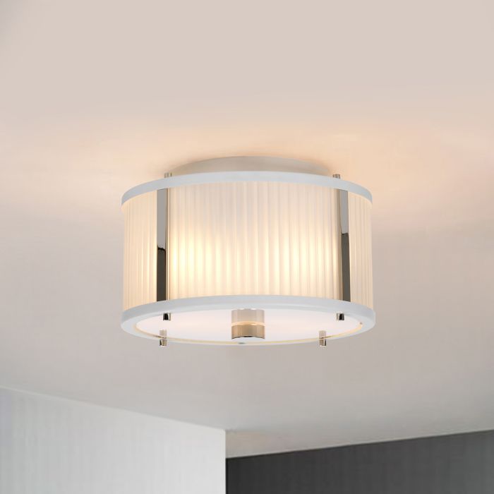 Corona 2 Light Pendant - White Satin Painted / Polished Nickel