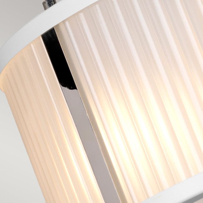 Corona 2 Light Pendant - White Satin Painted / Polished Nickel