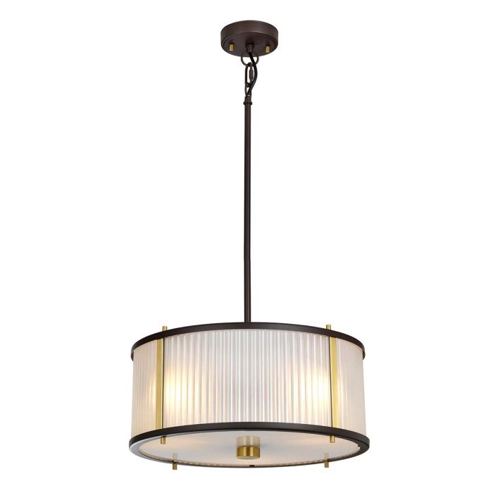 Corona 3 Light Pendant - Museum Bronze Dark Brown Painted / Aged Brass