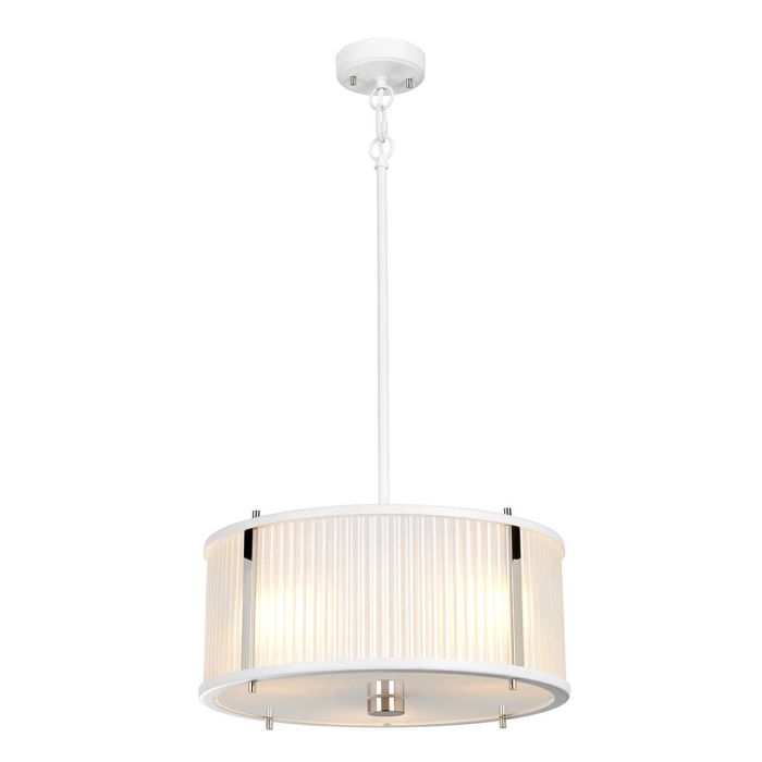 Corona 3 Light Pendant - White Satin Painted / Polished Nickel