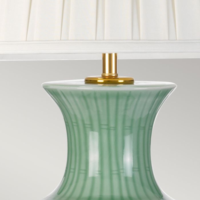 Dalian 1 Light Table Lamp with Tall Empire Shade - Celadon with Ivory Shade