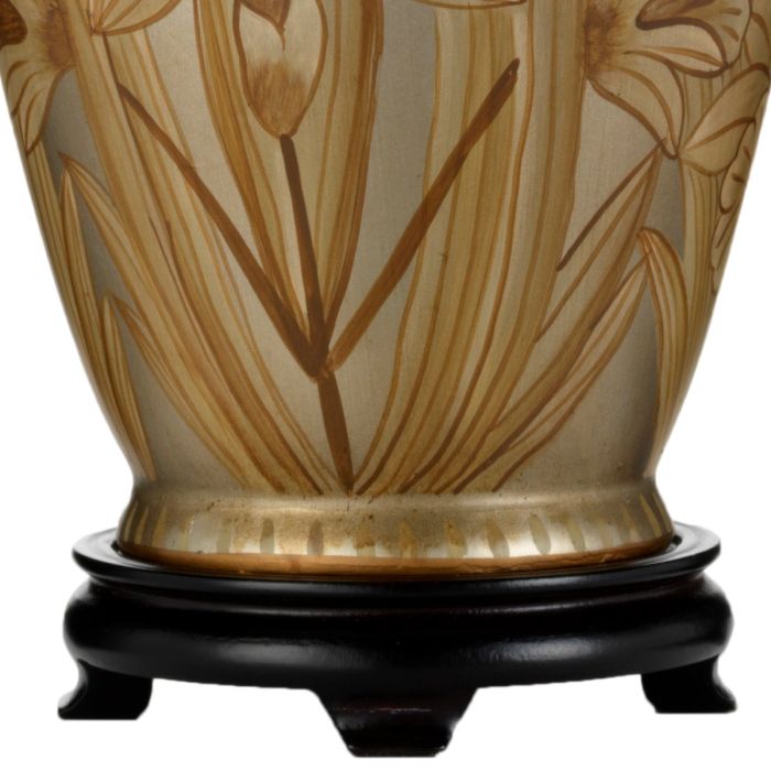 Dian 1 Light Table Lamp With Tall Empire Shade - Silver and Gold with Ivory with Black and Gold trim Shade