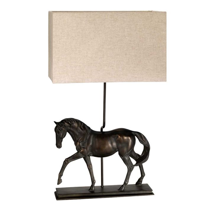 Dorado 1 Light Table Lamp with Rectangle Shade - Bronze Patina with Natural Shade
