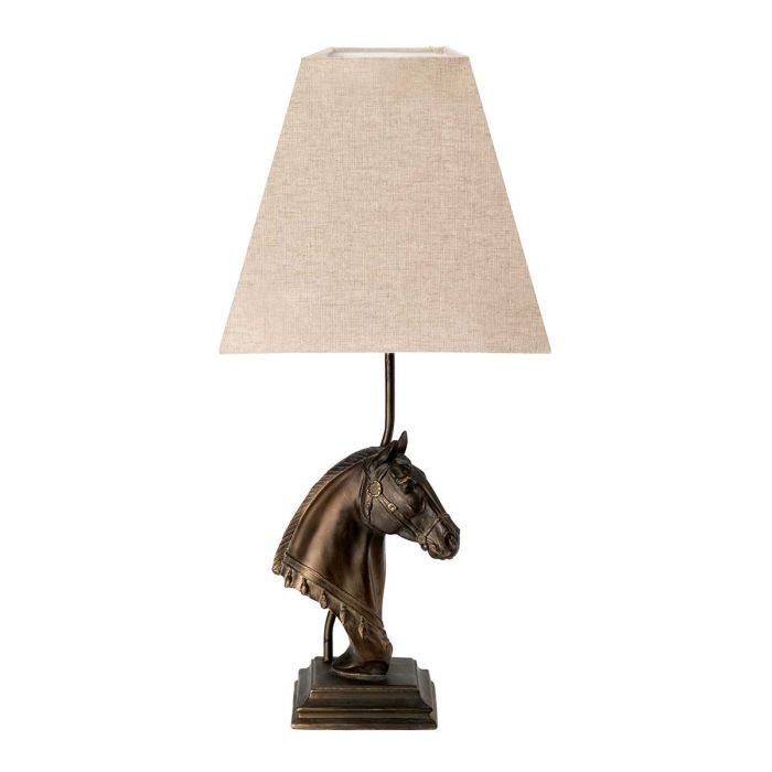 Eclipse 1 Light Table Lamp with Tapered Square Shade - Bronze Patina with Natural Shade