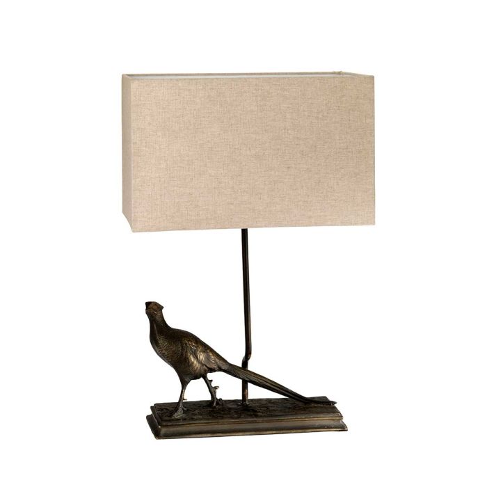 Halkirk 1 Light Table Lamp with Rectangle Shade - Bronze Patina with Natural Shade
