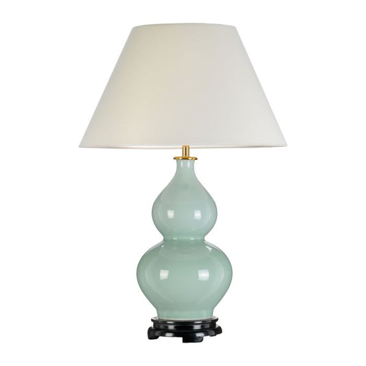 Harbin Gourd 1 Light Table Lamp with Tall Empire - Celadon with Off-White Shade