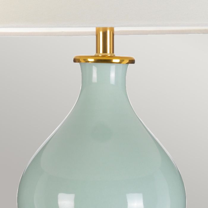 Harbin Gourd 1 Light Table Lamp with Tall Empire - Celadon with Off-White Shade