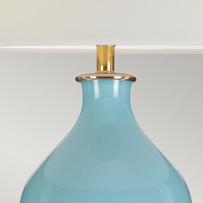 Harbin Gourd 1 Light Table Lamp with Tall Empire - Duck Egg Blue with Off-White Shade