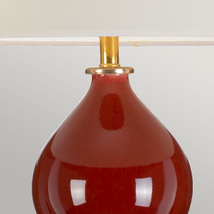 Harbin Gourd 1 Light Table Lamp with Tall Empire - Oxblood with Off-White Shade
