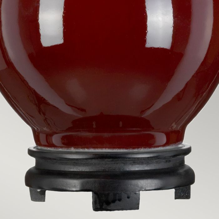 Harbin Gourd 1 Light Table Lamp with Tall Empire - Oxblood with Off-White Shade