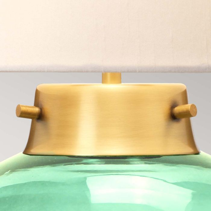 Kara Table Lamp - Aged Brass - Dark Green Glass with Origami Shade