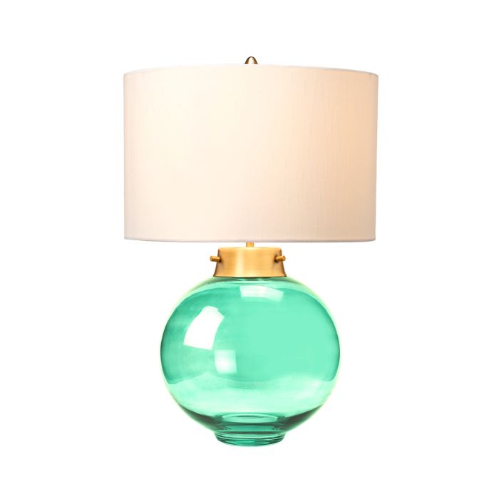 Kara Table Lamp - Aged Brass - Dark Green Glass with Origami Shade