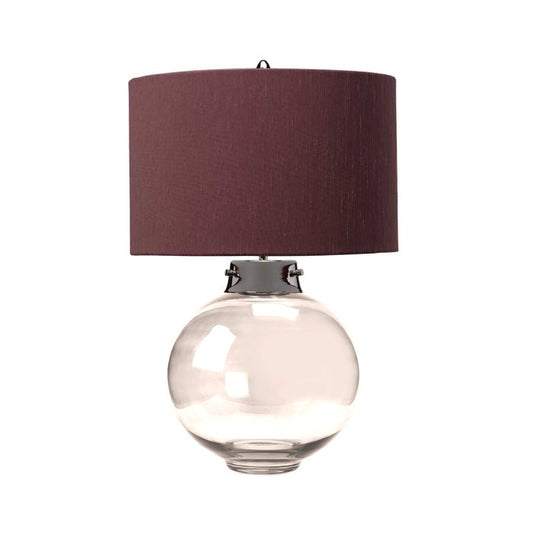 Kara Table Lamp - Polished Nickel - Smoke Glass with Larkspur Shade