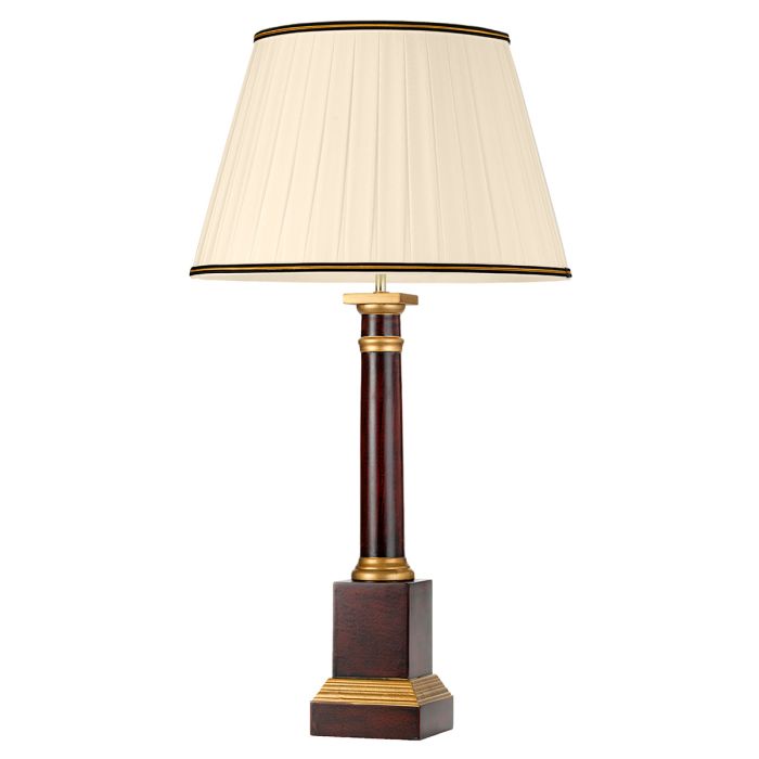 Louviers 1 Light Table Lamp with Tall Empire Shade - Oxblood and Gold with Ivory with Black and Gold trim Shade