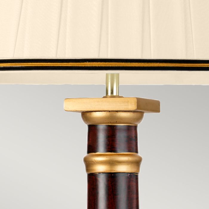 Louviers 1 Light Table Lamp with Tall Empire Shade - Oxblood and Gold with Ivory with Black and Gold trim Shade