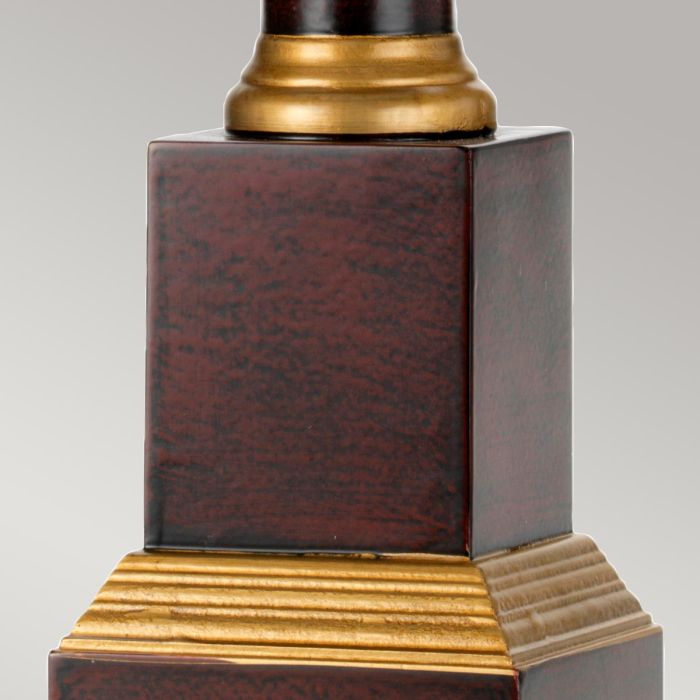Louviers 1 Light Table Lamp with Tall Empire Shade - Oxblood and Gold with Ivory with Black and Gold trim Shade