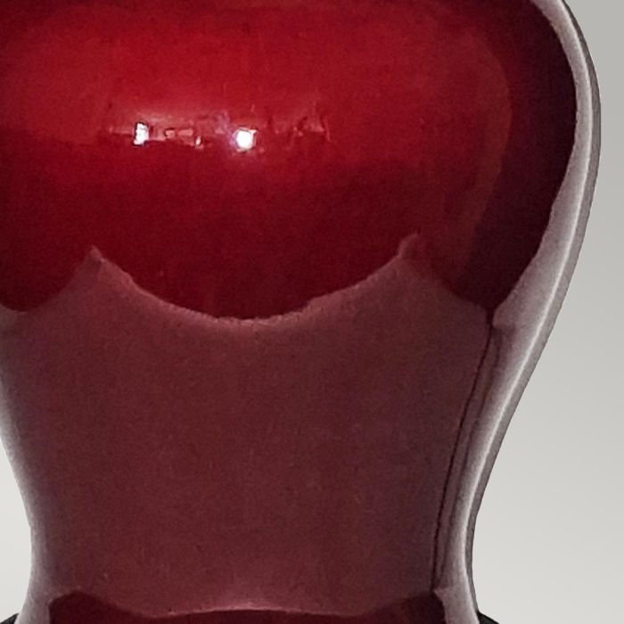 Majin Oxblood Red Jar 1 Light Table Lamp with Polycotton shade - Oxblood with Cream with Burgundy and Gold Soutach Trim Shade