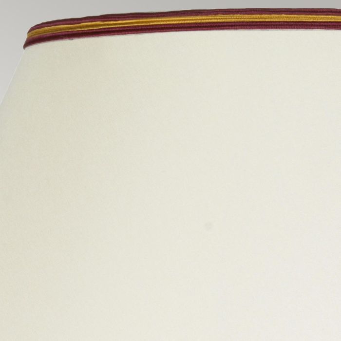 Majin 1 Light Table Lamp with Tall Empire Shade - Oxblood with Cream with Burgundy and Gold Trim Shade